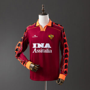 1998-99 AS Roma Maillot Domicile Retro Manches Longues