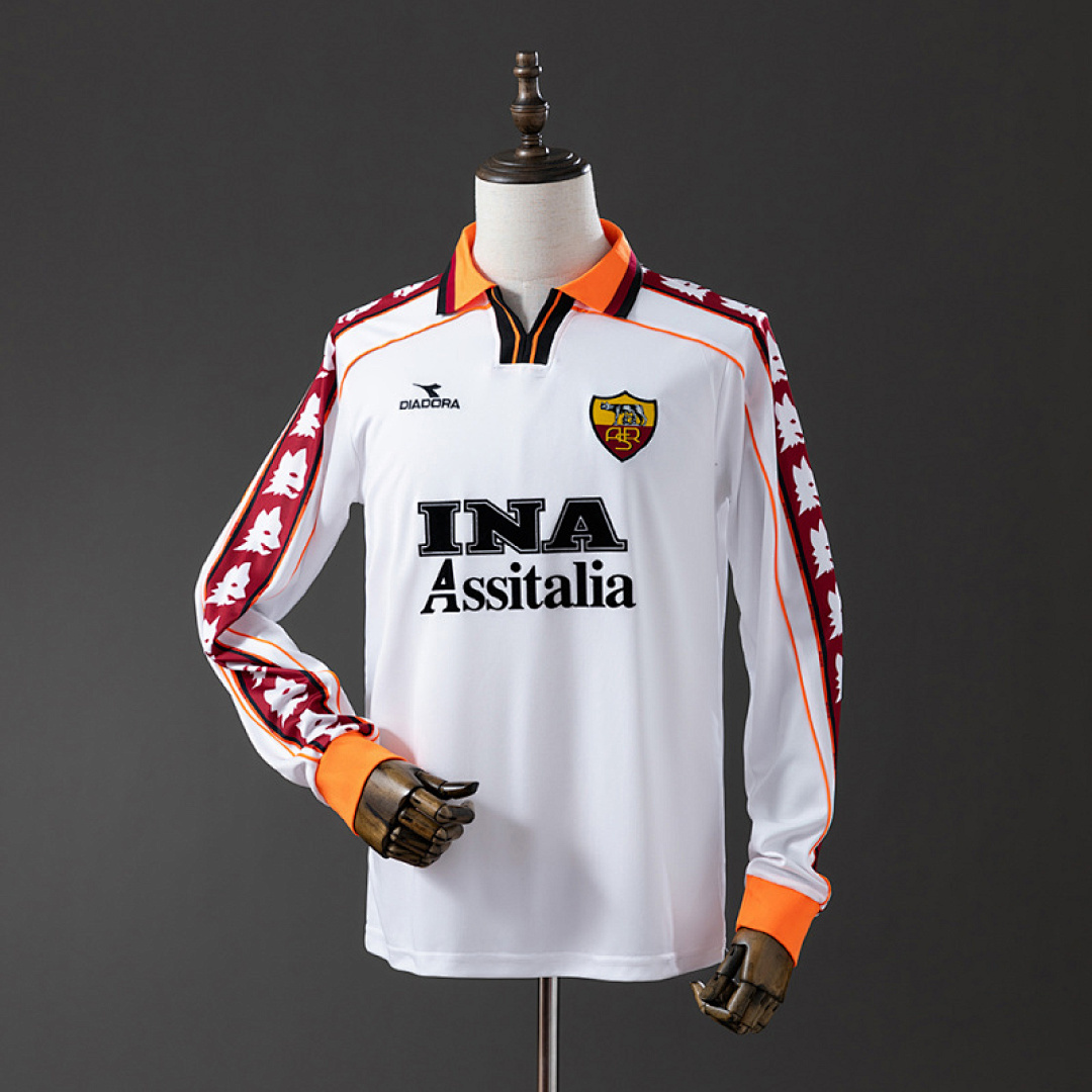 1998-99 AS Roma Maillot Exterieur Retro Manches Longues – Image 4