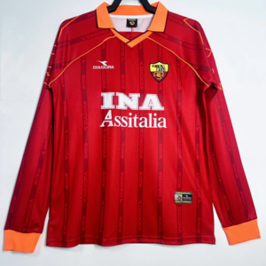 1999-00 AS Roma Maillot Domicile Retro Manches Longues