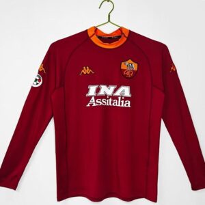 2000-01 AS Roma Maillot Domicile Retro Manches Longues
