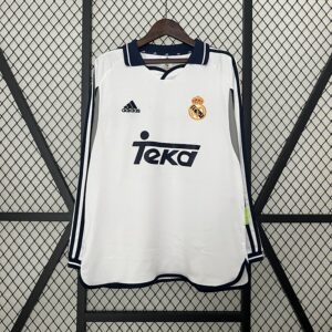 00-01 Real Madrid Maillot Domicile Retro Manches Longues