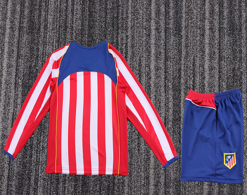 04-05 Atletico Madrid Maillot Domicile Retro Enfant Manches Longues – Image 3