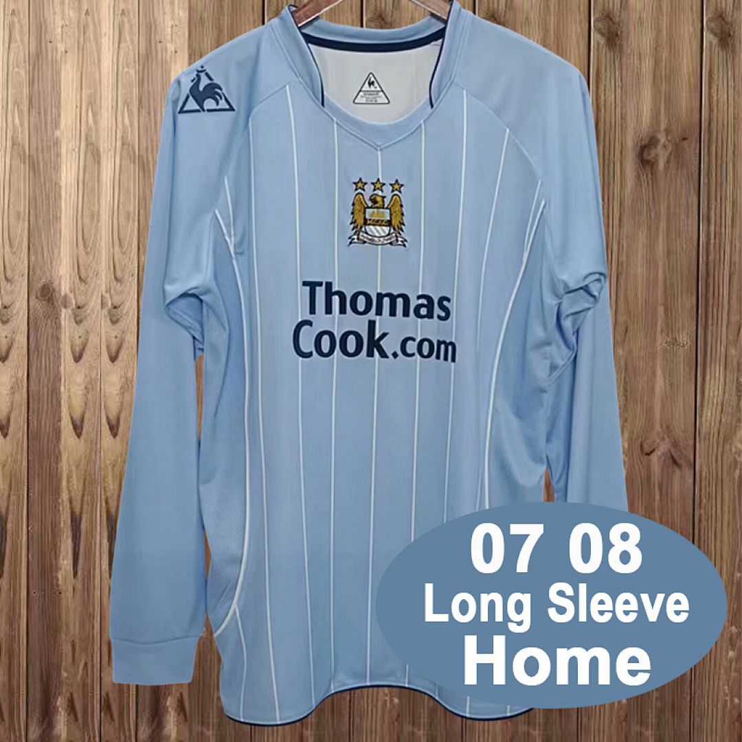 07-08 Manchester City Maillot Domicile Retro Manches Longues – Image 4