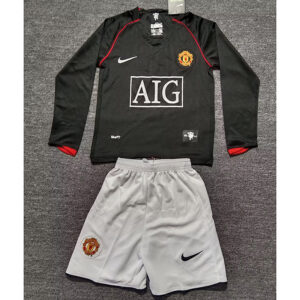 07-08 Manchester United Maillot Exterieur Retro Enfant Manches Longues