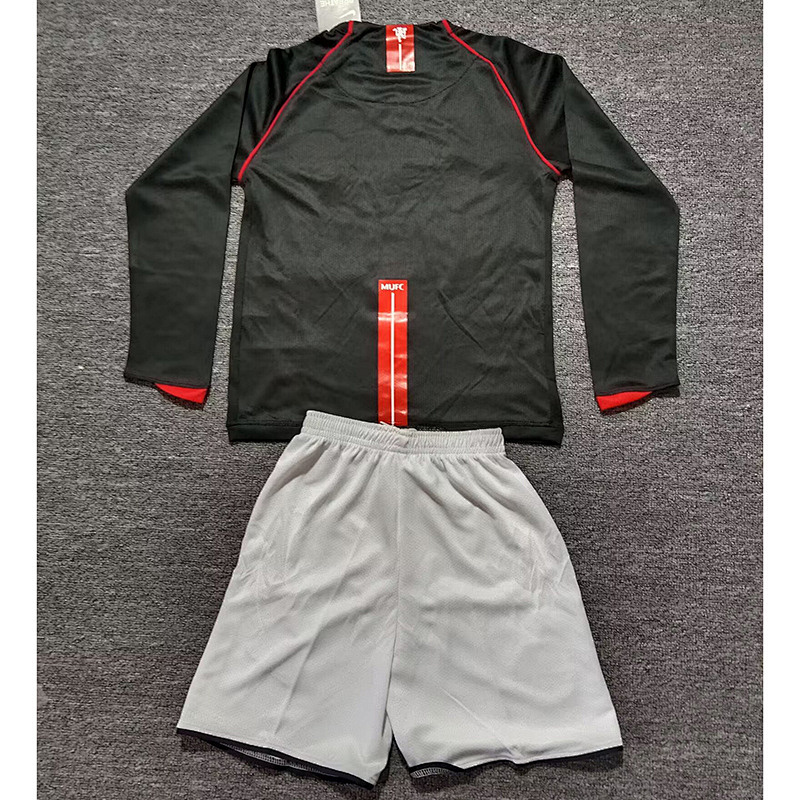 07-08 Manchester United Maillot Exterieur Retro Enfant Manches Longues – Image 3