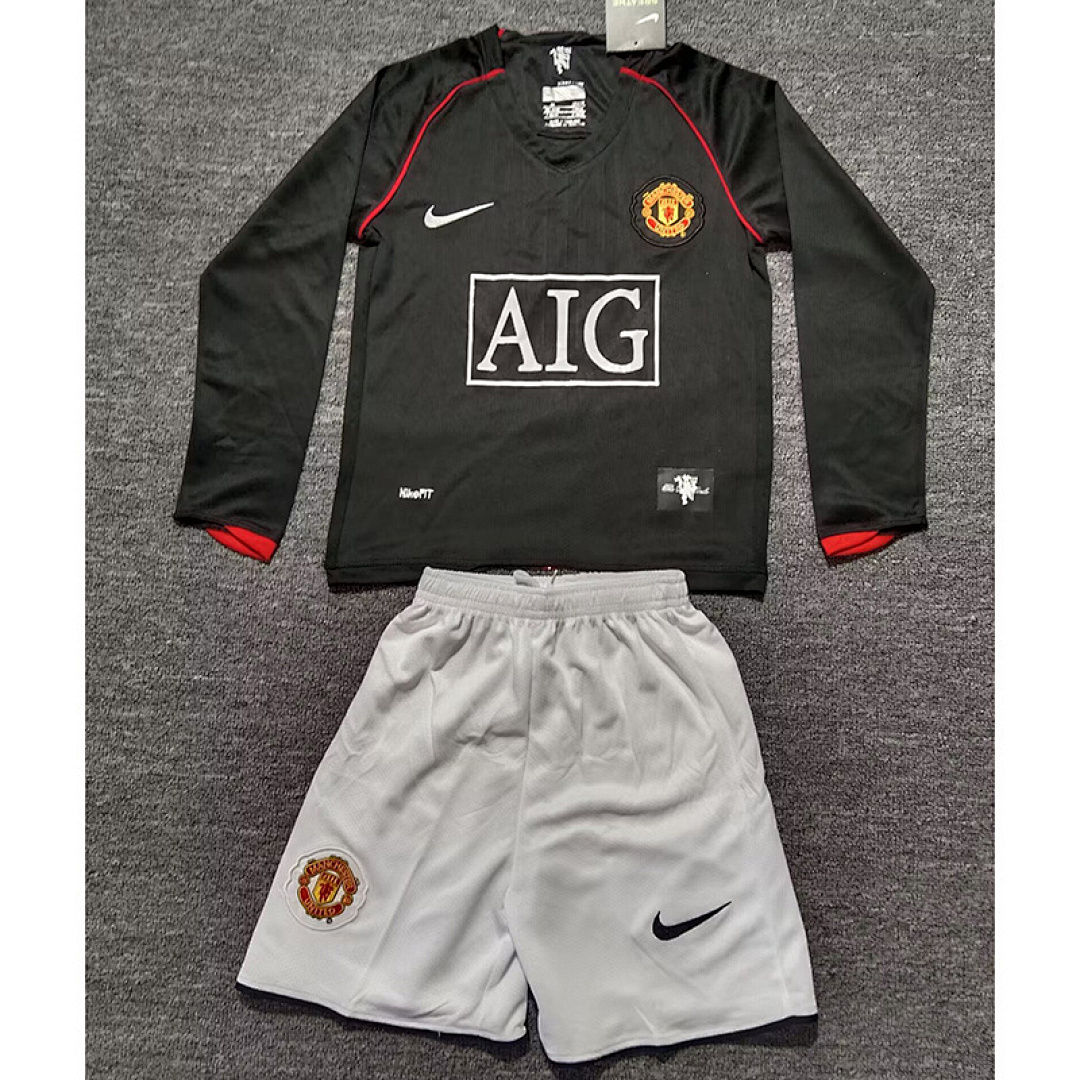 07-08 Manchester United Maillot Exterieur Retro Enfant Manches Longues – Image 4