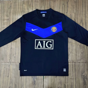 09-10 Manchester United Maillot Exterieur Retro Manches Longues