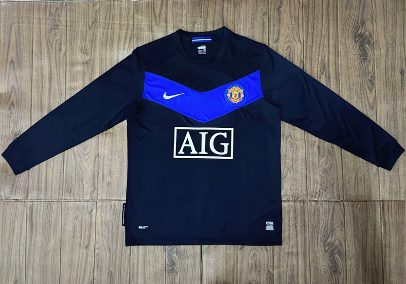 09-10 Manchester United Maillot Exterieur Retro Manches Longues