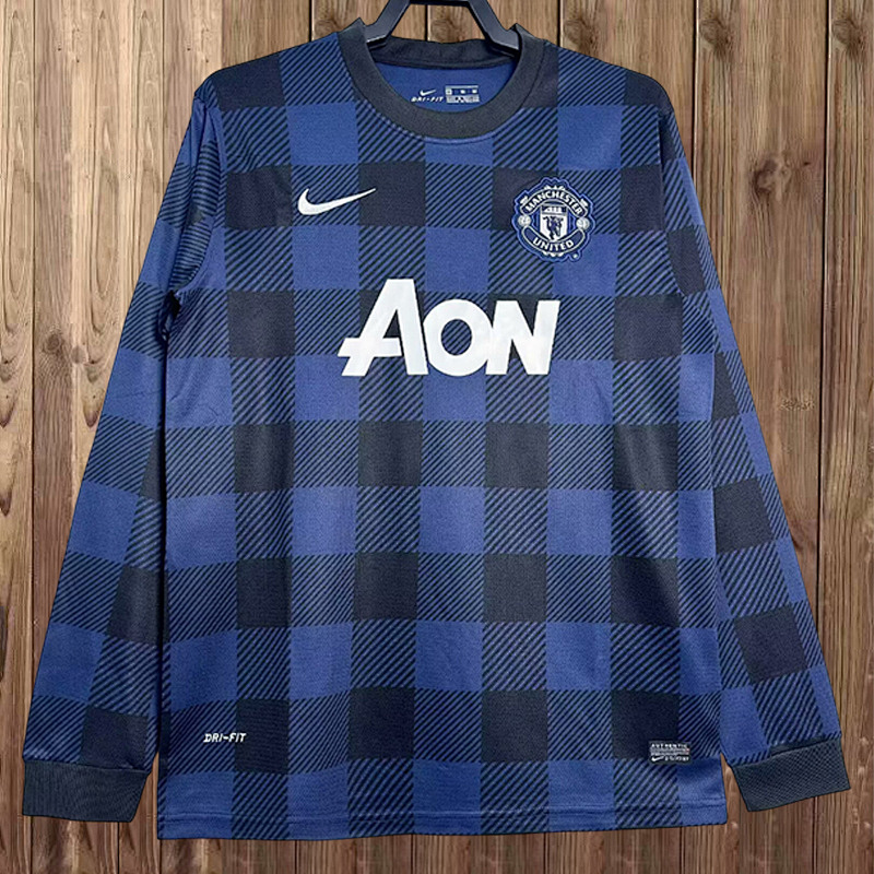 13-14 Manchester United Maillot Exterieur Retro Manches Longues