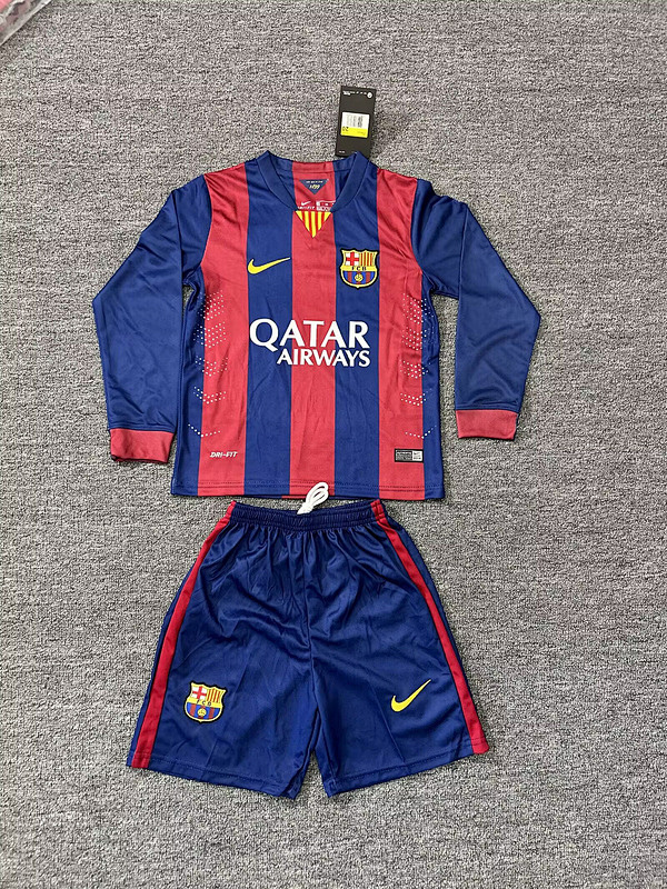 14-15 Barcelona Maillot Domicile Retro Enfant Manches Longues