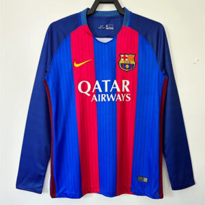 16-17 Barcelona Maillot Domicile Retro Manches Longues