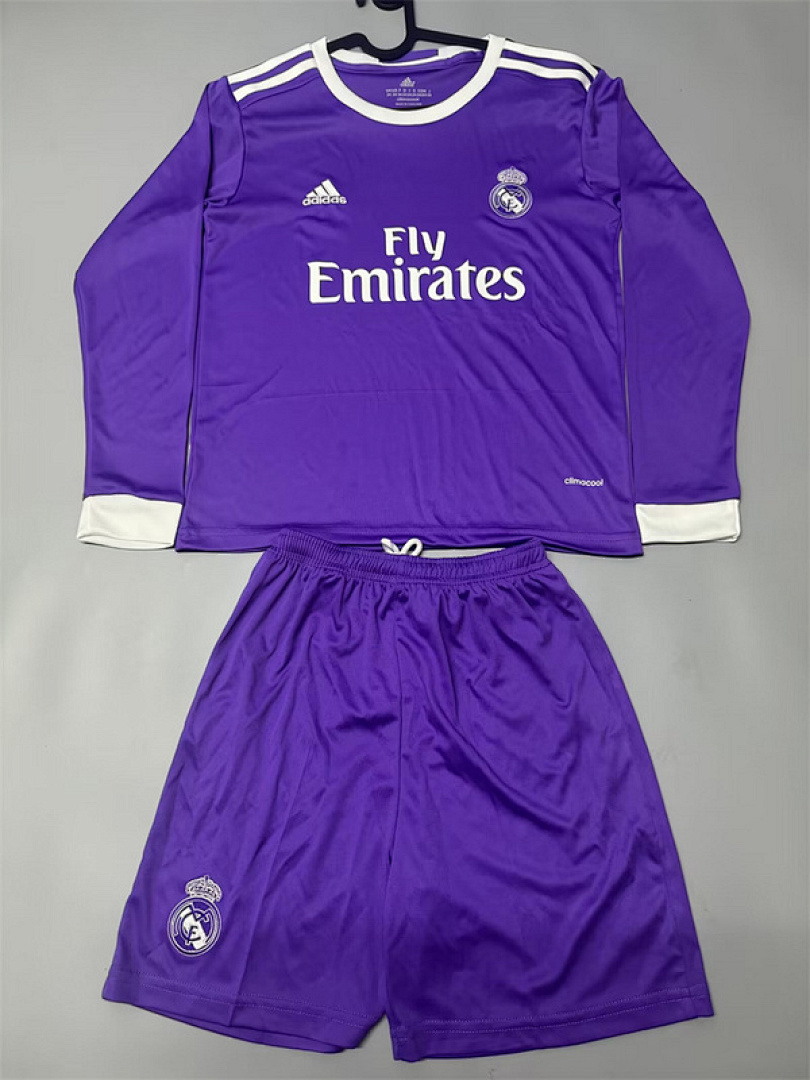 16-17 Real Madrid Maillot Exterieur Retro Enfant Manches Longues – Image 4
