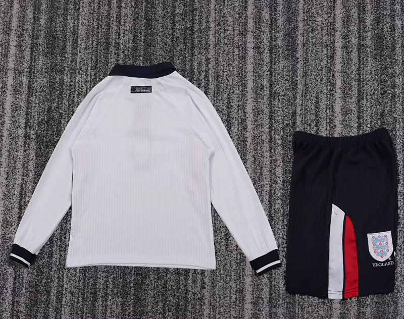 16-28 Angleterre Maillot Domicile Retro Enfant Manches Longues – Image 3