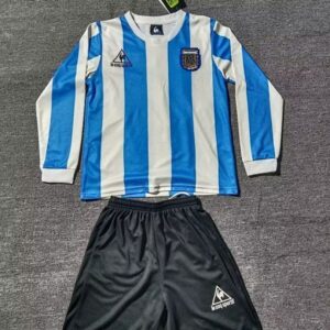 16-28 Argentine Maillot Domicile Retro Enfant Manches Longues