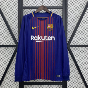 17-18 Barcelona Maillot Domicile Retro Manches Longues