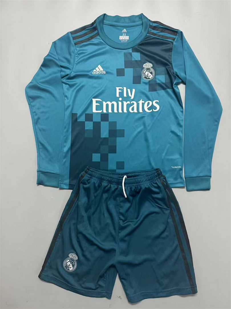 17-18 Real Madrid Maillot Third Retro Enfant Manches Longues – Image 2