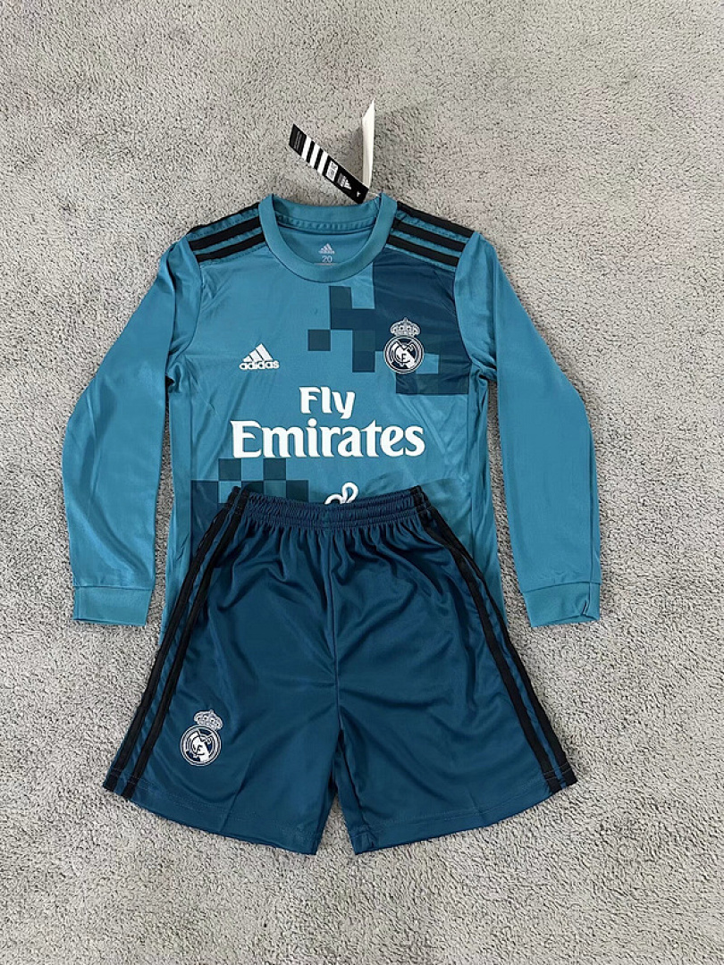 17-18 Real Madrid Maillot Third Retro Enfant Manches Longues – Image 4