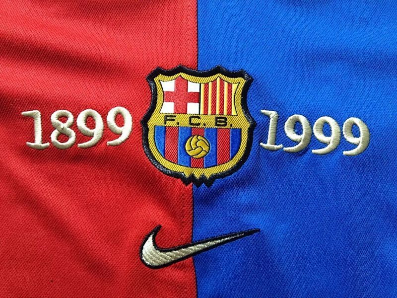 1999-00 Barcelona Maillot Domicile Retro Enfant Manches Longues – Image 5