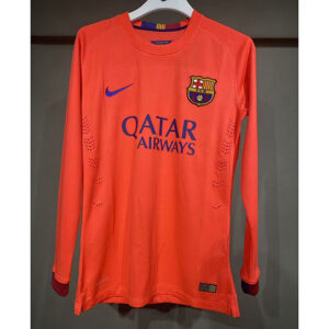 2014-15 Barcelona Maillot Exterieur Retro Version Joueur Manches Longues
