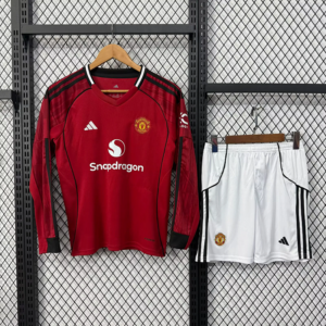 2025-26 Manchester United Maillot Domicile Enfant Manches Longues