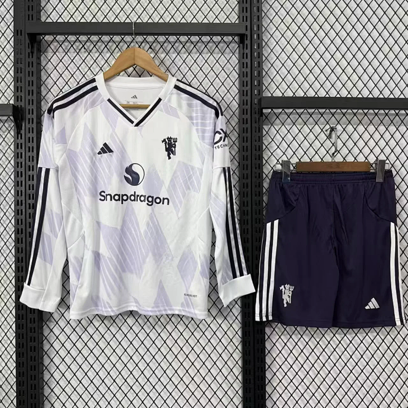 2025-26 Manchester United Maillot Exterieur Enfant Manches Longues