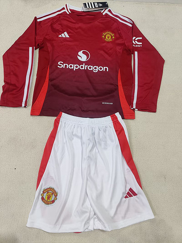 24-25 Manchester United Maillot Domicile Enfant Manches Longues
