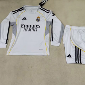 25-26 Real Madrid Maillot Domicile Enfant Manches Longues
