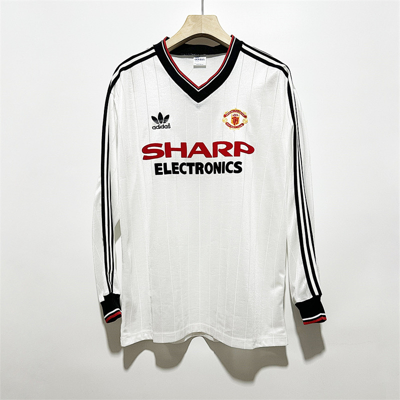 82-83 Manchester United Maillot Exterieur Retro Manches Longues