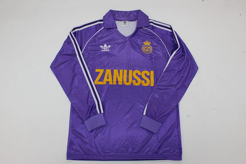 84-85 Real Madrid Maillot Exterieur Retro Manches Longues