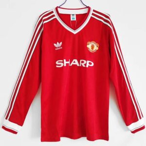 86-88 Manchester United Maillot Domicile Manches Longues