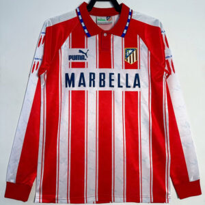 94-95 Atletico Madrid Maillot Domicile Retro Manches Longues