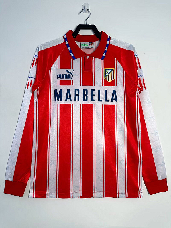 94-95 Atletico Madrid Maillot Domicile Retro Manches Longues