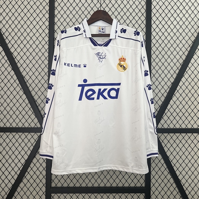 94-96 Real Madrid Maillot Domicile Retro Manches Longues