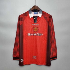 96-97 Manchester United Maillot Domicile Manches Longues