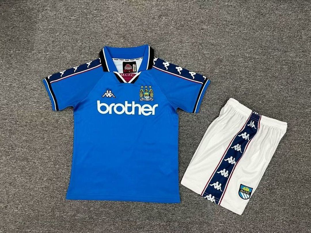 97-98 Manchester City Maillot Domicile Retro Enfant – Image 4