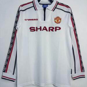 98-99 Manchester United Maillot Domicile Retro Manches Longues