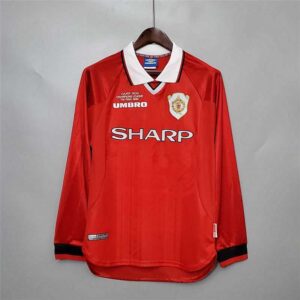 99-00 Manchester United Maillot Domicile Manches Longues